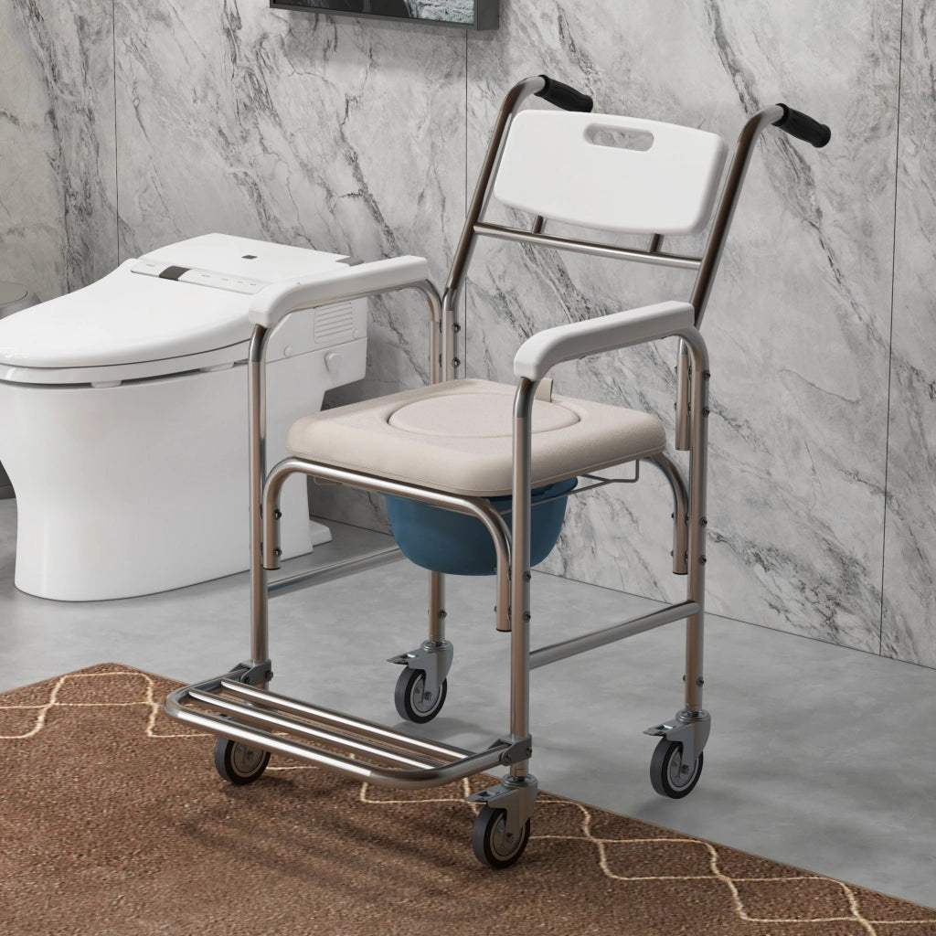 Sedia WC Rotelle Impermeabile in Ecopelle ¨C Zephmum ¨C 84x54x96cm
