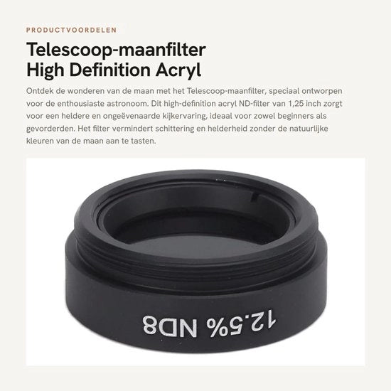 Filtro Telescopio con Alta Definizione - Acrilico - ND - 1,25 Pollici - Anello di Acciaio - Ampia Compatibilità - Migliorata Visibilità