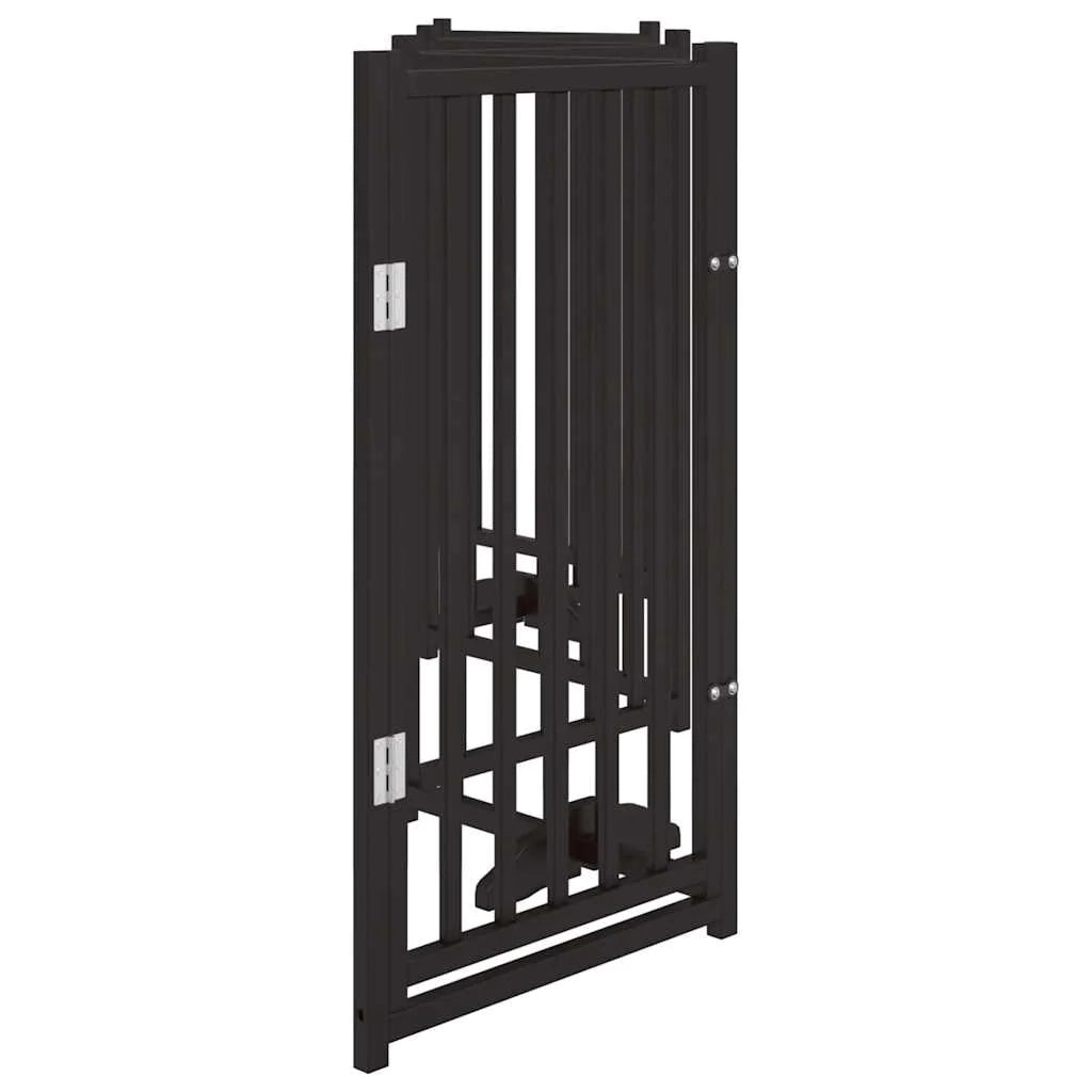 Cancelletto di sicurezza per cani e animali domestici con porta a 6 pannelli in legno massello di abete nero 02_0023331