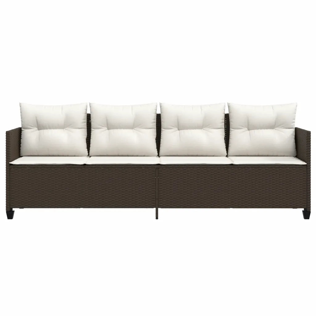 Lettino Prendisole con Cuscini MarroneÂ in Polyrattan