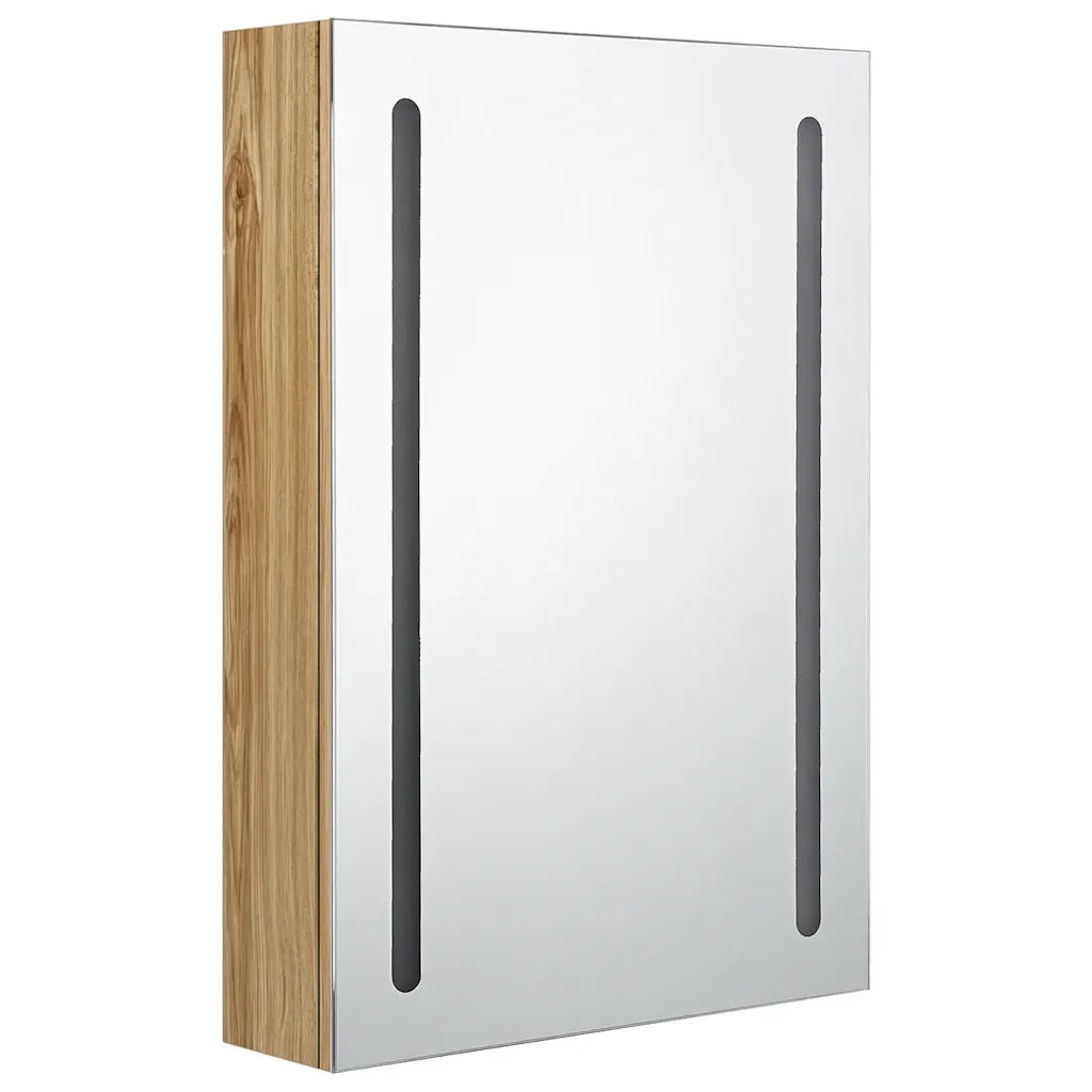 Armadietto Bagno | Armadio da bagno con Specchio e LED Rovere 50x13x70 cm