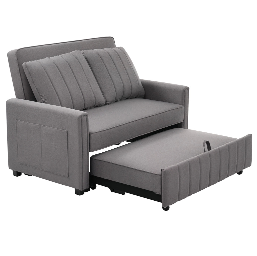 Divano letto pieghevole 127x75x94 cm con schienale regolabile e 2 cuscini in schiuma grigio antico