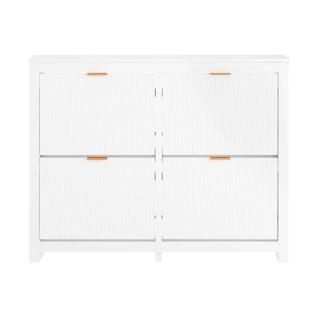 SoBuy Scarpiera Slim da Ingresso con 4 ante e 8 scomparti Salvaspazio Bianco 104x23x82cm FSR186-W