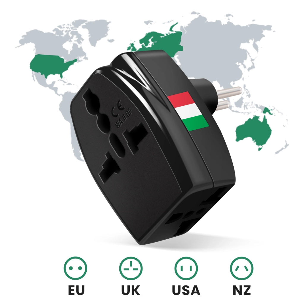 Adattatore Viaggio Tipo L Italia 3 uscite Nero Akashi