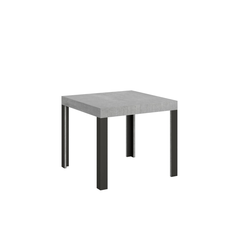 Tavolo allungabile 90x90/246 cm Linea telaio Antracite - Cemento