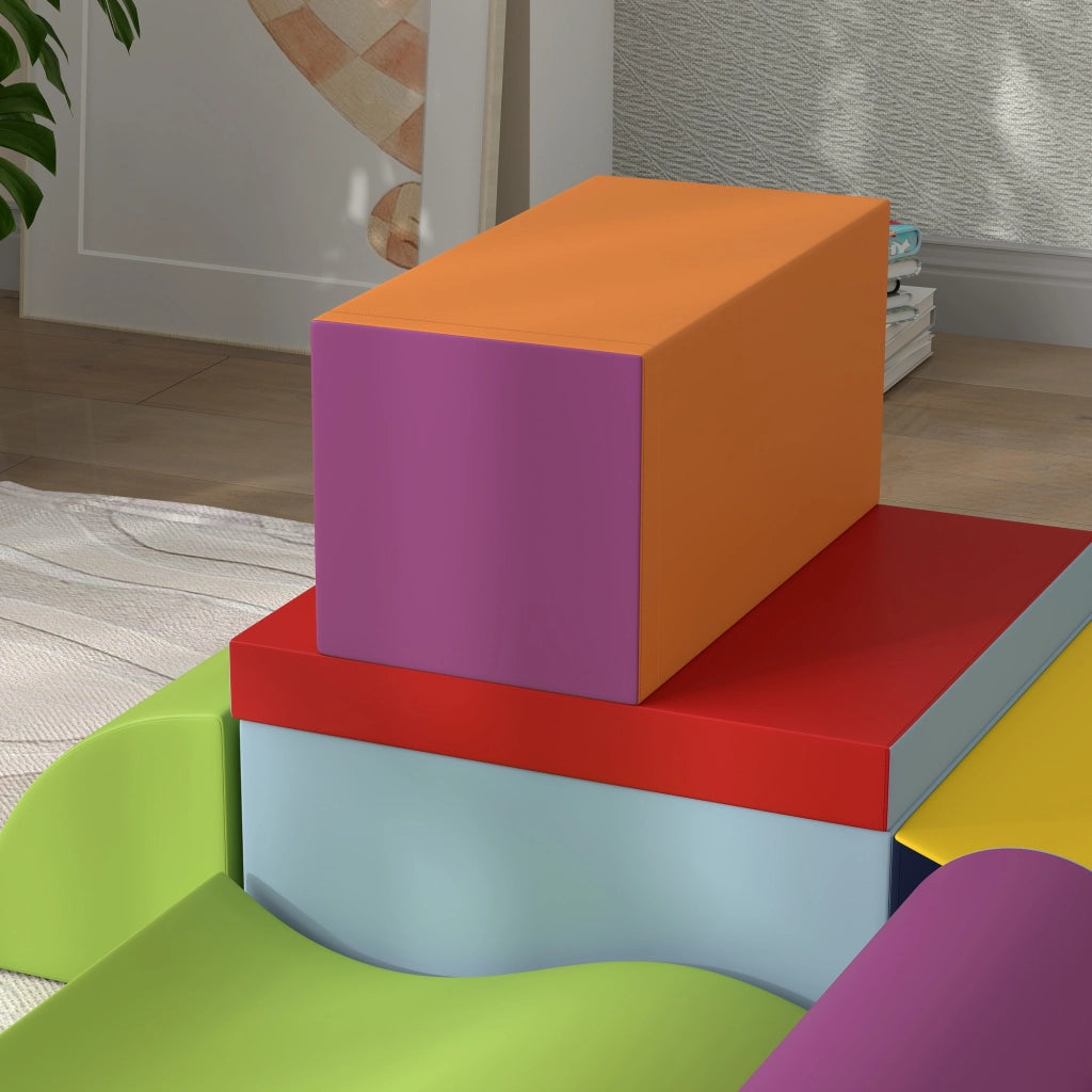 Set 7 Costruzioni Morbide per Bambini da 1-3 Anni in Schiuma e Pelle PU Multicolore