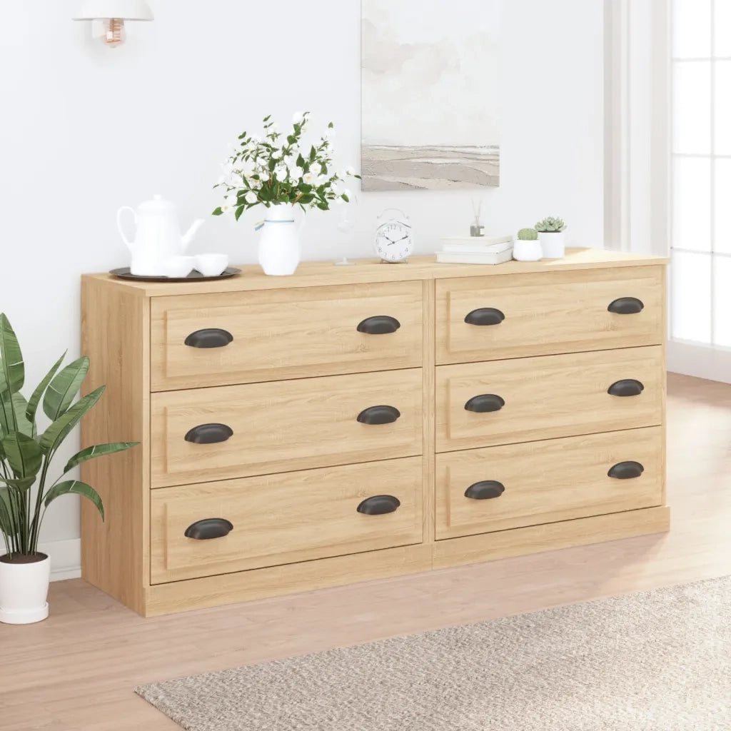 vidaXL Credenze 2 pz Rovere Sonoma in Legno Multistrato