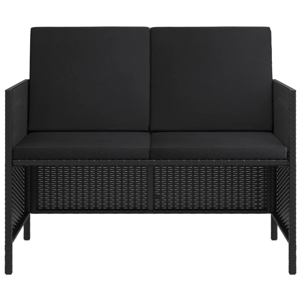 Set da Pranzo da Giardino 6 pz con Cuscini Nero in Polyrattan 363398