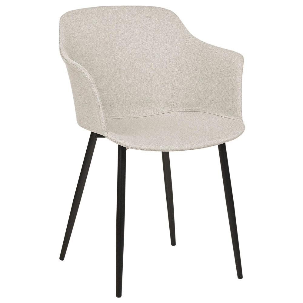 Set di 2 sedie da pranzo in tessuto beige chiaro imbottito con gambe nere Stile retrò Mobili per il soggiorno