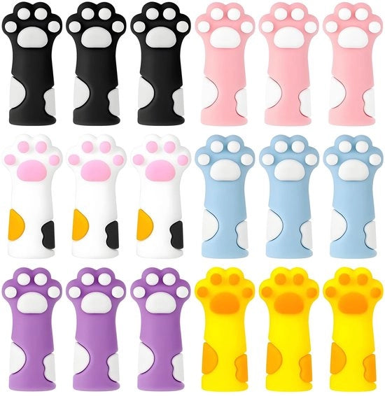 Stopperi per aghi 18 pezzi - Design gatto - Protezioni per ago in silicone - Accessori colorati - Leggeri - Pratici e divertenti - Stopper per aghi da 12 mm
