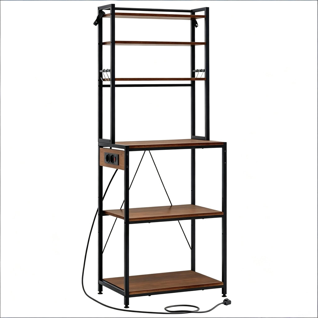 MENSOLA DA CUCINA con prese elettriche 60x40x167 cm Marrone rustico