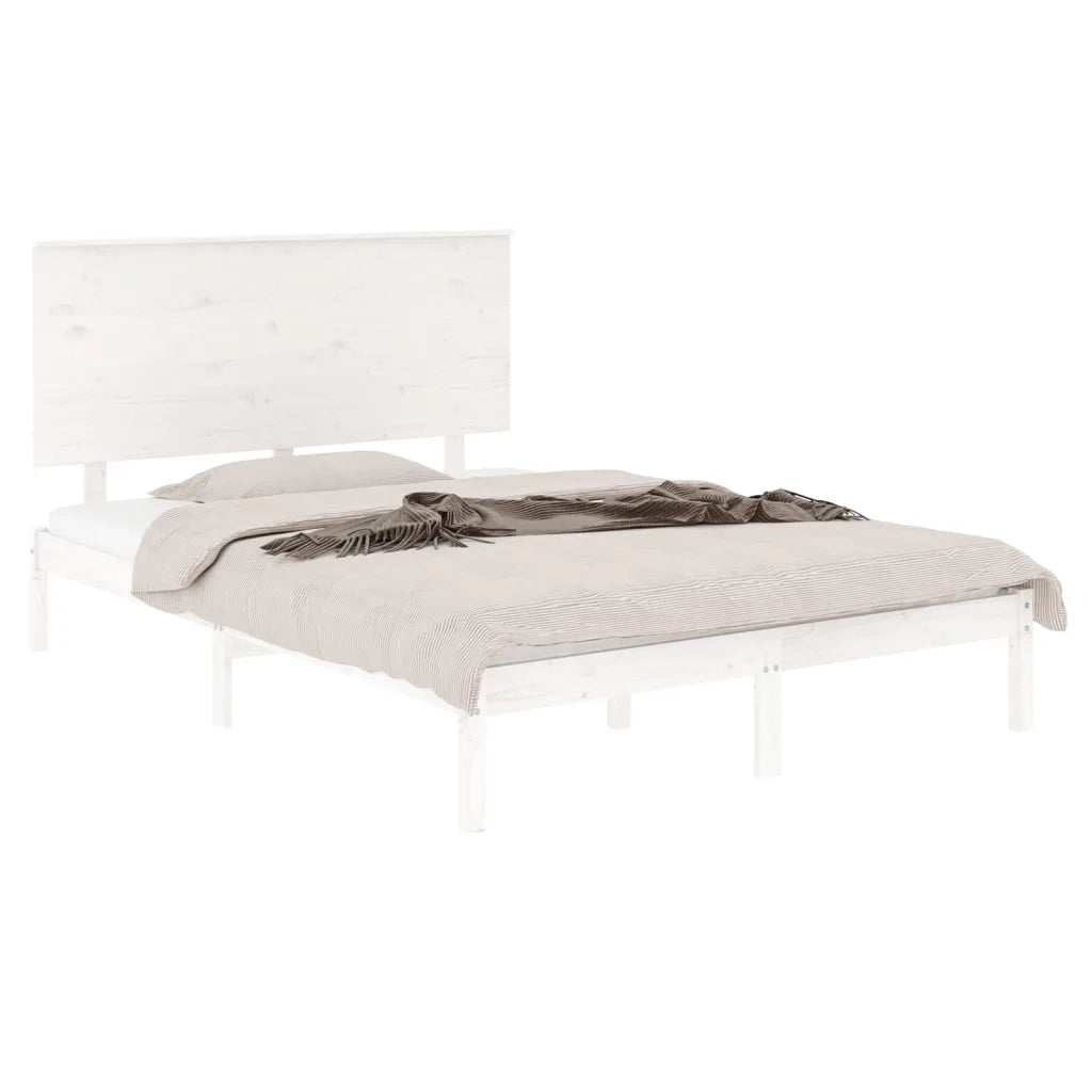 Letto matrimoniale | Letto per adulti | Giroletto senza Materasso Bianco 120x200 cm Legno Massello Pino