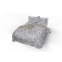 Copripiumino 1 Piazza e Mezzo con Stampa sul Sacco e Federe Doubleface Ornato Grigio