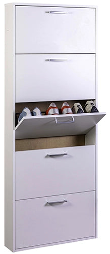 SCARPIERA LEGNO BIANCO 5 RIBALTE CM 65X15X173,5H