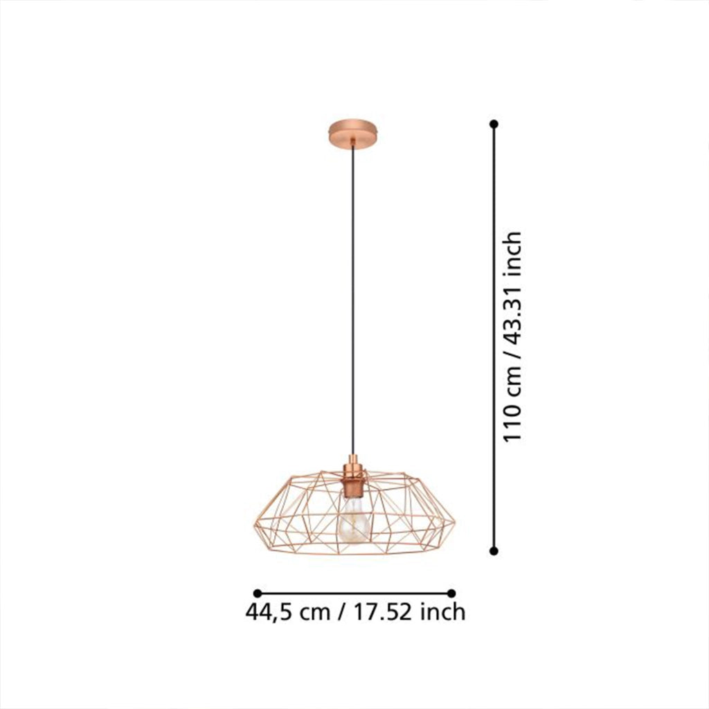 Sospensione Rustica-Country Cartlton 2 Acciaio Rame 1 Luce E27