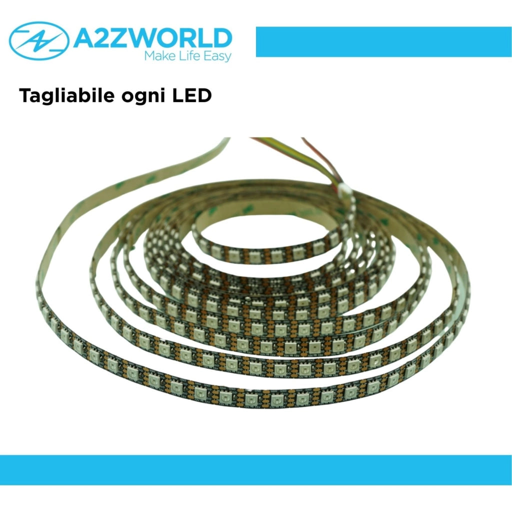 Striscia LED SPI WS2815 RGB 12V 96 LED/m PCB Nero 3OZ 5m Indirizzabile Ogni Singolo LED