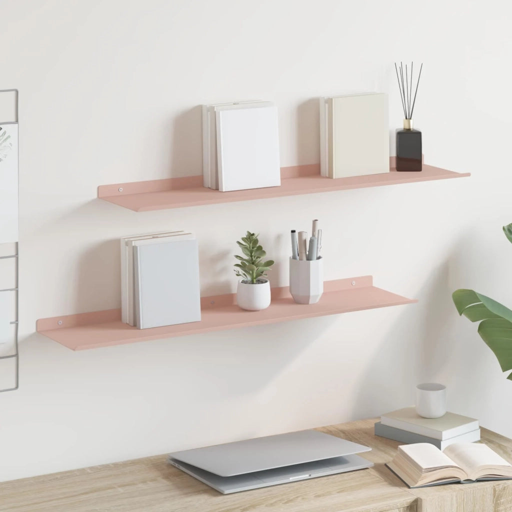 2 pz Mensola | Ripiano | Scaffale sospesa Rosa 80 x 18 x 2,5 cm Acciaio