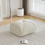 Pouf/Modulo divano modulare in chenille, colore beige chiaro
