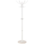 Perchero de metal blanco con paraguero y 6 ganchos D36x173h cm