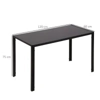 Tavolo da Cucina per 4 Persone in Metallo e Vetro Temperato, 120x60x75 cm, Nero
