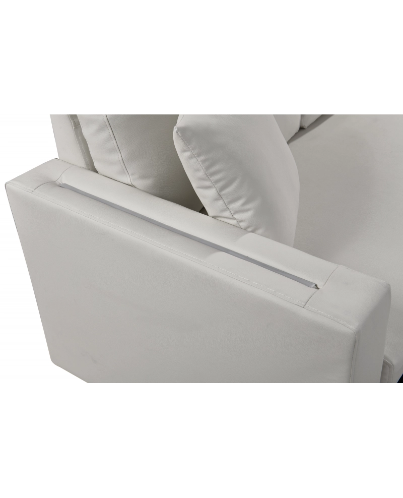 Divano letto contenitore, reversibile angolare, led, ecopelle bianco chaise longue Sicorage Tuky