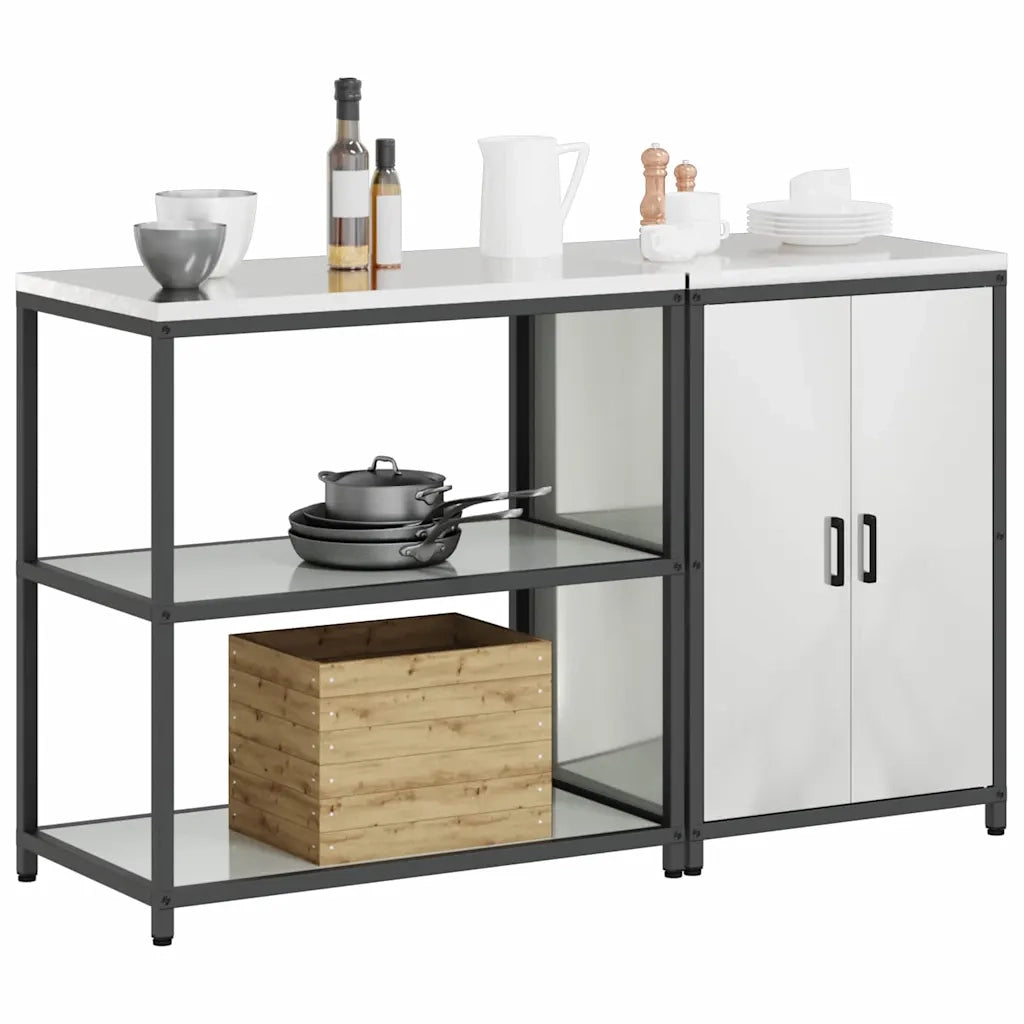 vidaXL Set di Stoccaggio per Cucina 2 pcs Argento 150 x 50 x 92 cm