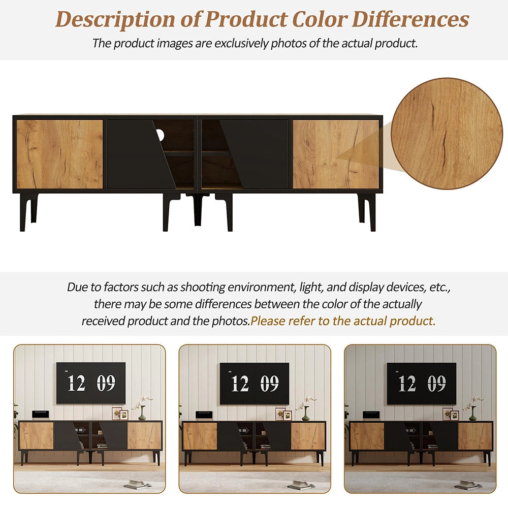Mobile TV 160x36.5x45cm - Xylo - 4 Scomparti, 7 Piedi, Legno Naturale, fino a 65"