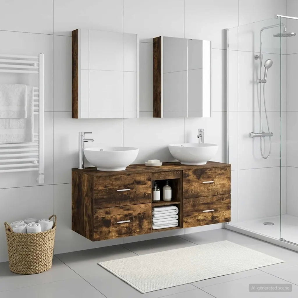 Set di mobili per il bagno 5 pcs Rovere Fumo 3406971