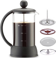 Caffettiera a stantuffo 350ml - Vetro borosilicato termoresistente - Acciaio inossidabile nero