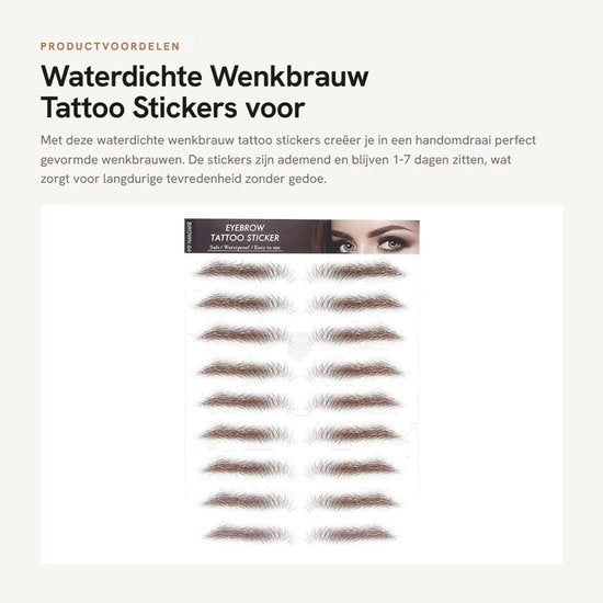 Sticker per sopracciglia acqua resistente - Sticker per tatuaggio sopracciglia - Adesivo respirabile - Longevità del trucco - Materiale sicuro - Facile da applicare - Tatuaggio sopracciglia