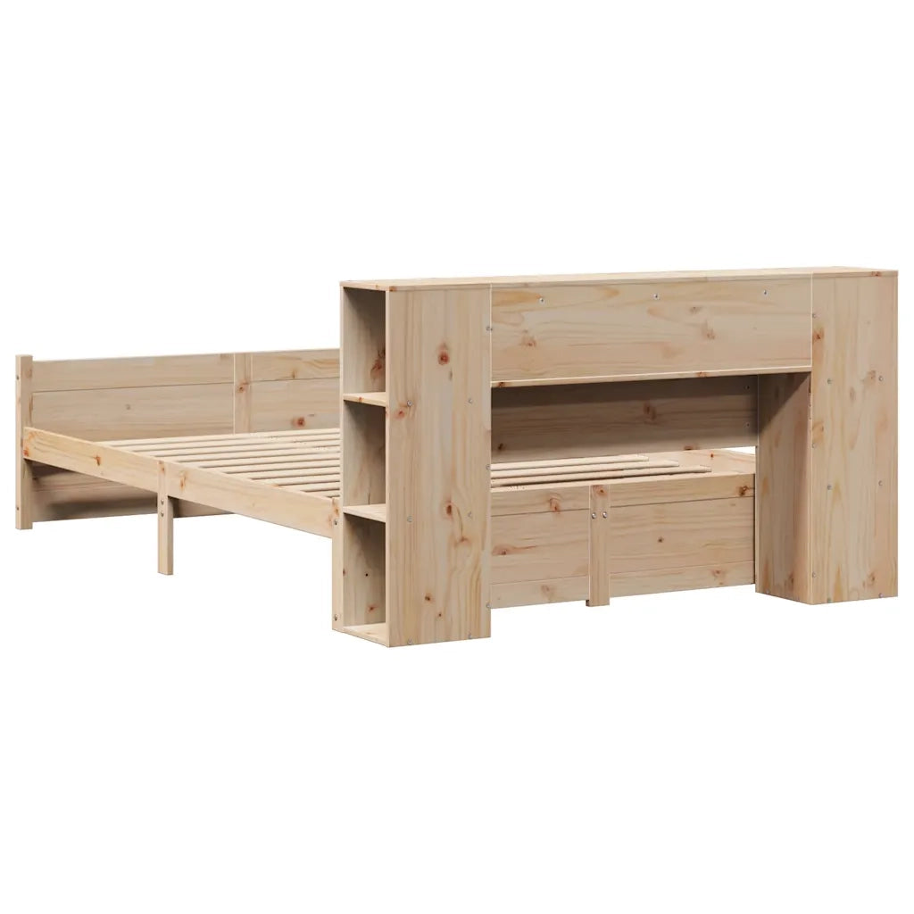Letto Libreria senza Materasso-Struttura Letto con contenitore 135x190 cm in Legno di Pino 451470