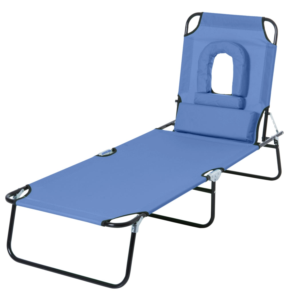 Chaise Longue Pieghevole con 3 Cuscini ¨C zephmum ¨C Blu