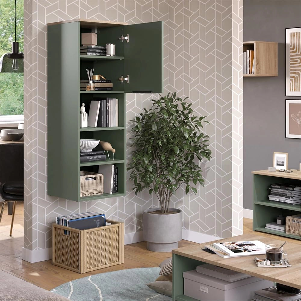 Armadio universale Wido, Verde, 40.2 x 120 cm con una porta, adatto per la conservazione di oggetti domestici