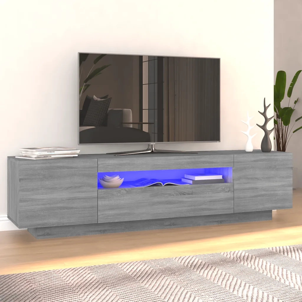 Mobile TV | Armadietto TV | Mobile Porta TV con Luci LED Grigio Sonoma 160x35x40 cm