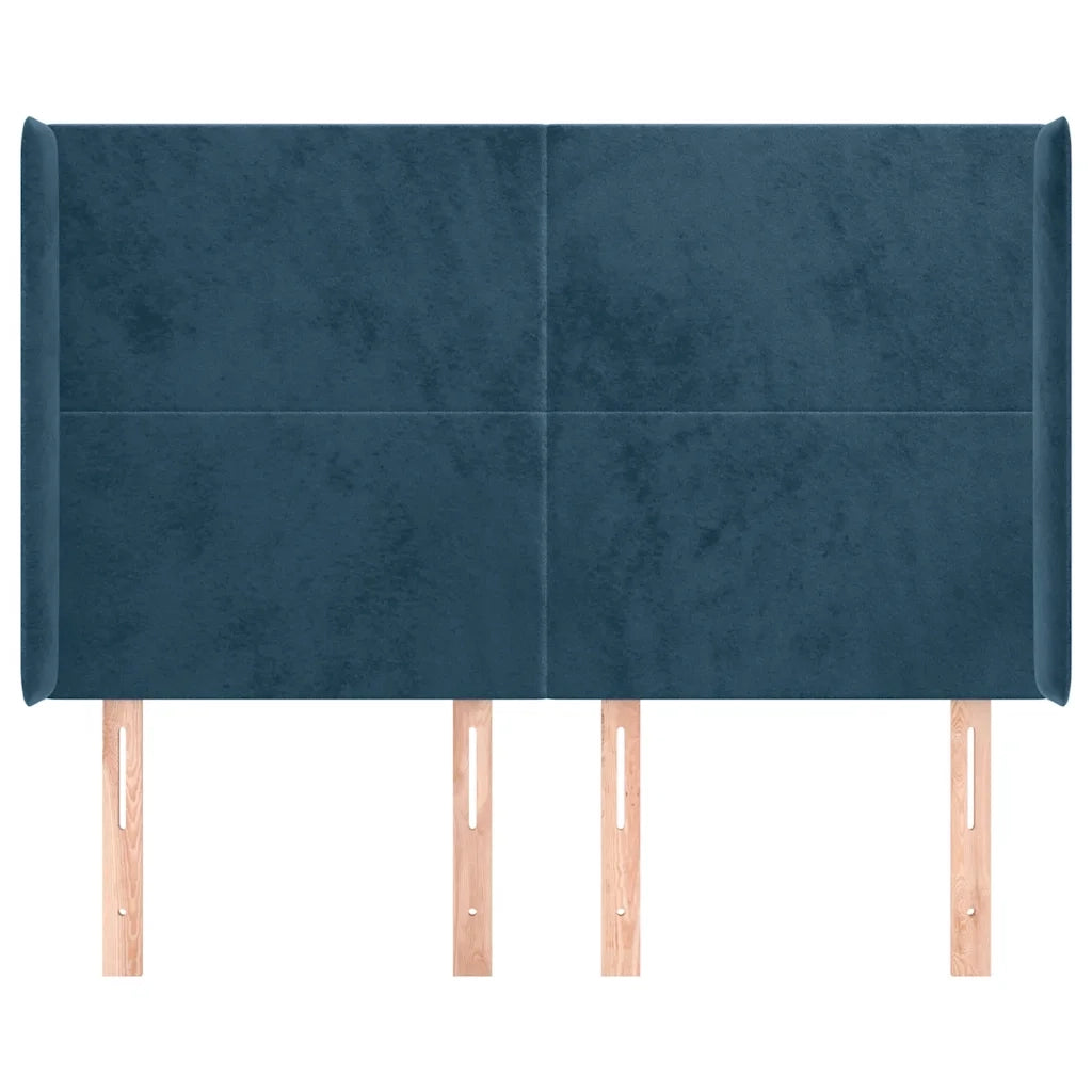 Testiera ad Orecchio Blu Scuro 147x16x118/128 cm in Velluto