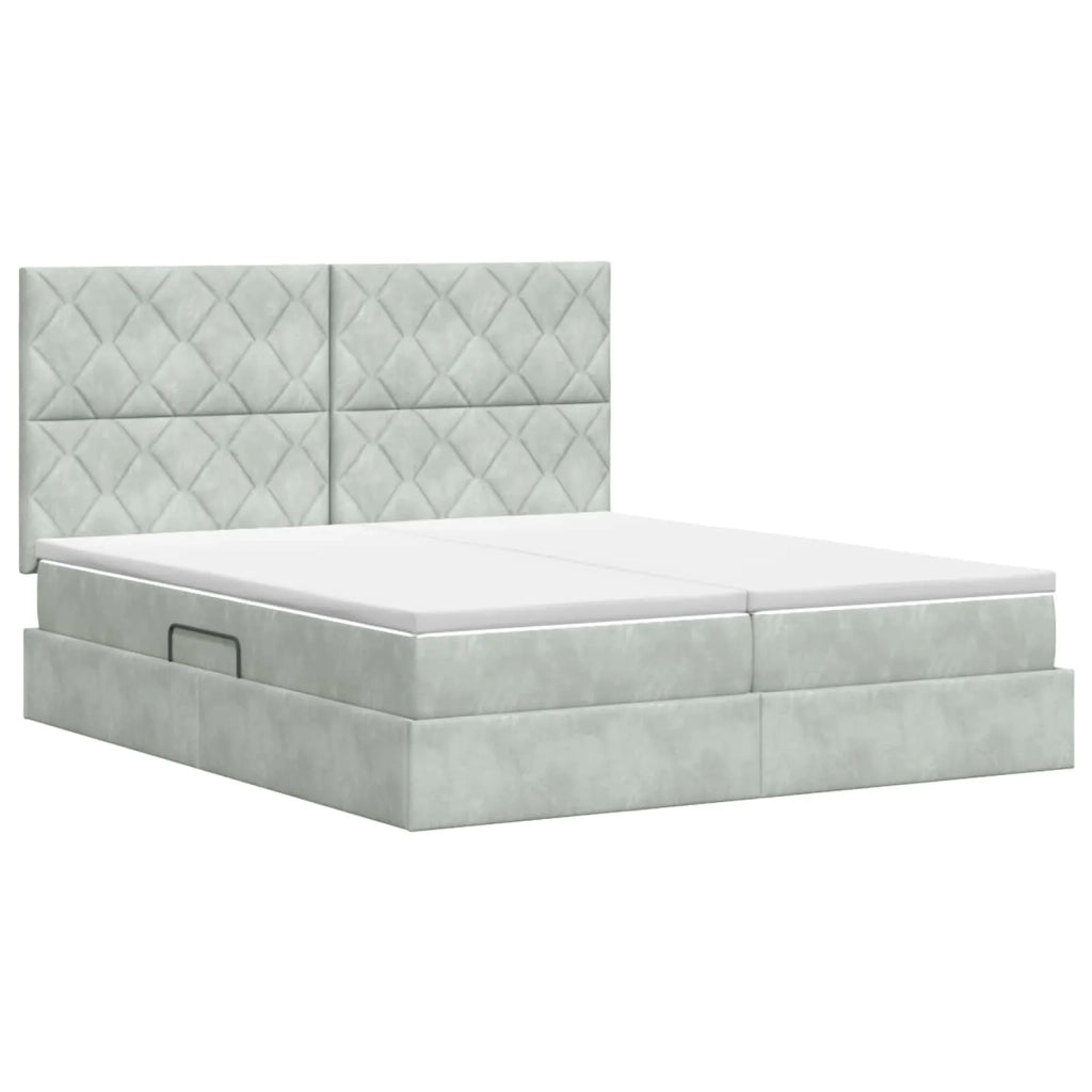 Letto con Contenitore Grigio Chiaro 200 x 200 cm Velluto 3459843