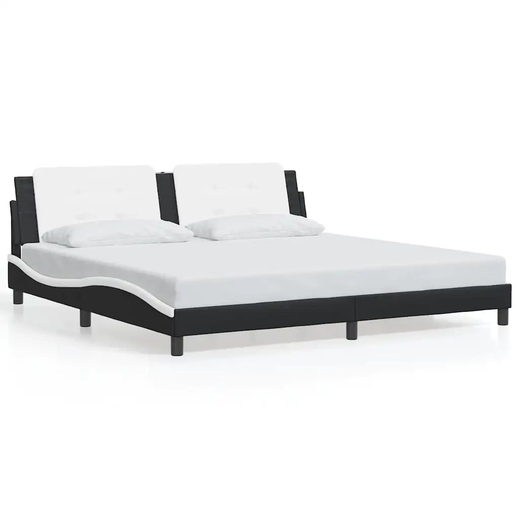 Giroletto senza Materasso Zadar Bianco e Nero 200x200 cm in Similpelle 3208210