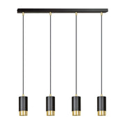Lampada a sospensione Fumiko in acciaio nero e oro