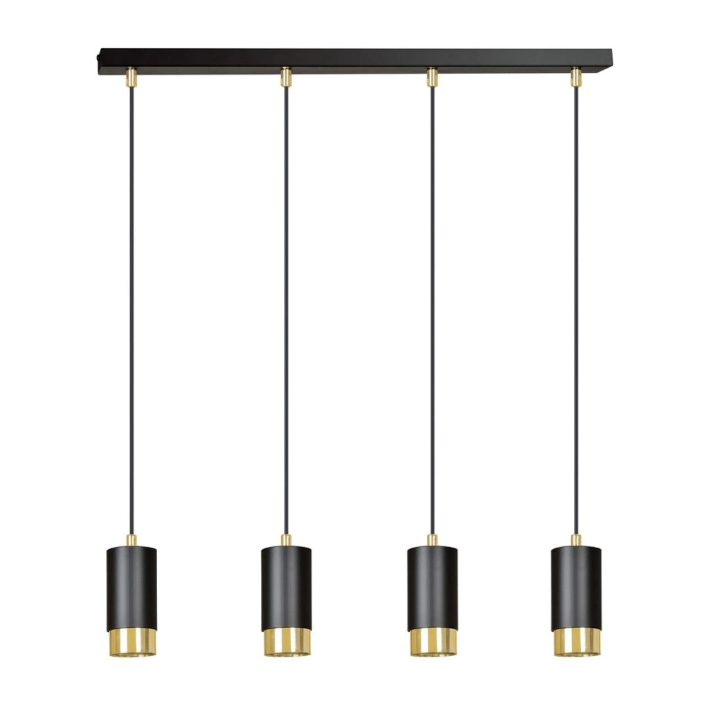 Lampada a sospensione Fumiko in acciaio nero e oro