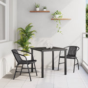 Set da pranzo da giardino 3 pezzi Rattan plastico nero