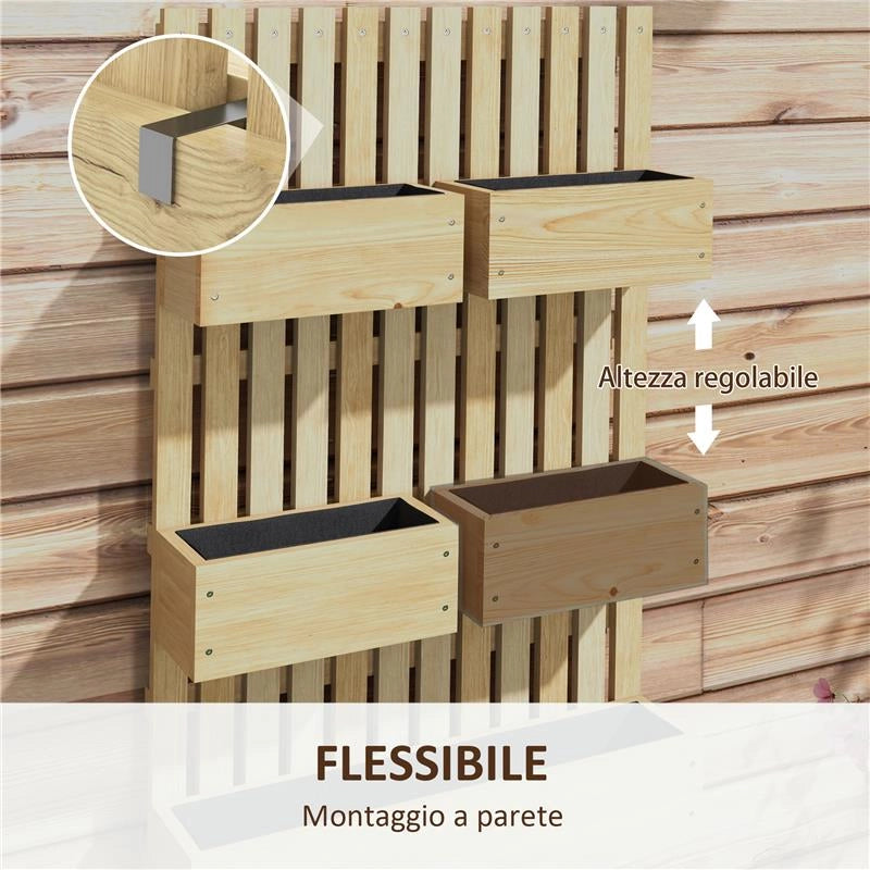 FIORIERA CON GRIGLIATO E FORI DI DRENAGGIO IN LEGNO DI ABETE 60X16X100 CM
