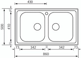 Lavello ZENITH 86x50 2 vasche ACCIAIO INOX 011244.X1.01.2016