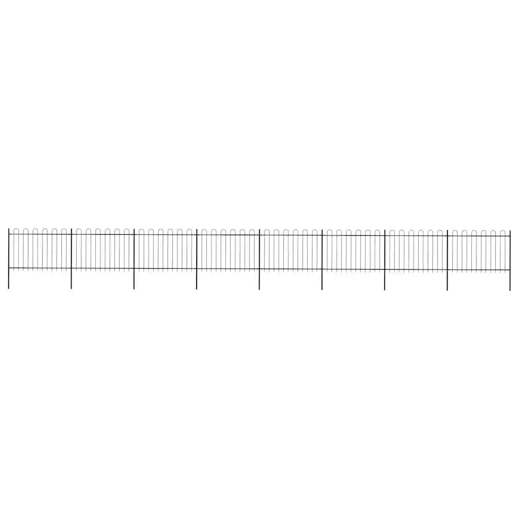 Recinzione da Giardino con Parte Superiore ad Anello in Acciaio 1339x120 cm Nera 277672