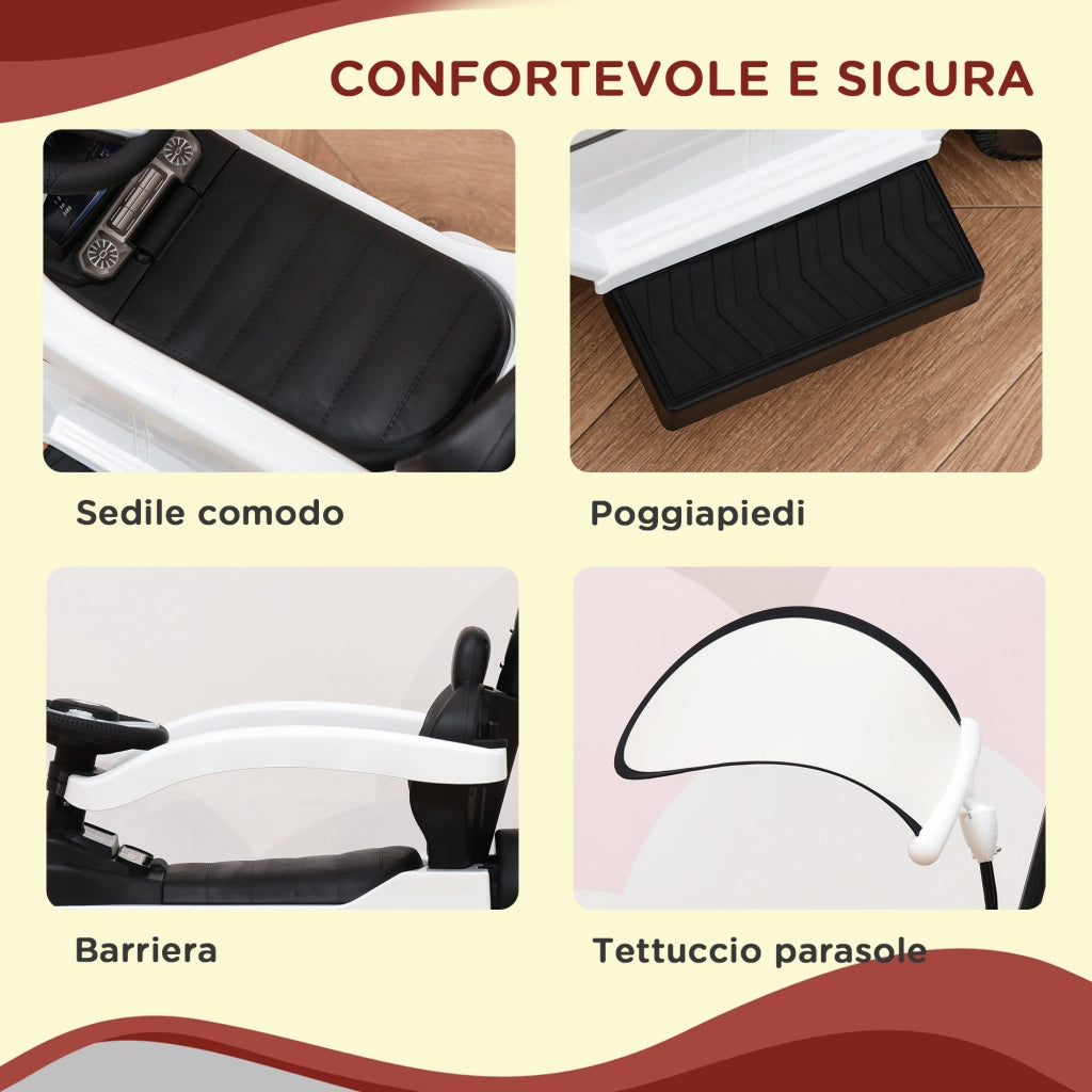 Macchina a Spinta per Bambini ¨C zephmum ¨C Bianco 85.5x40.5x95 cm