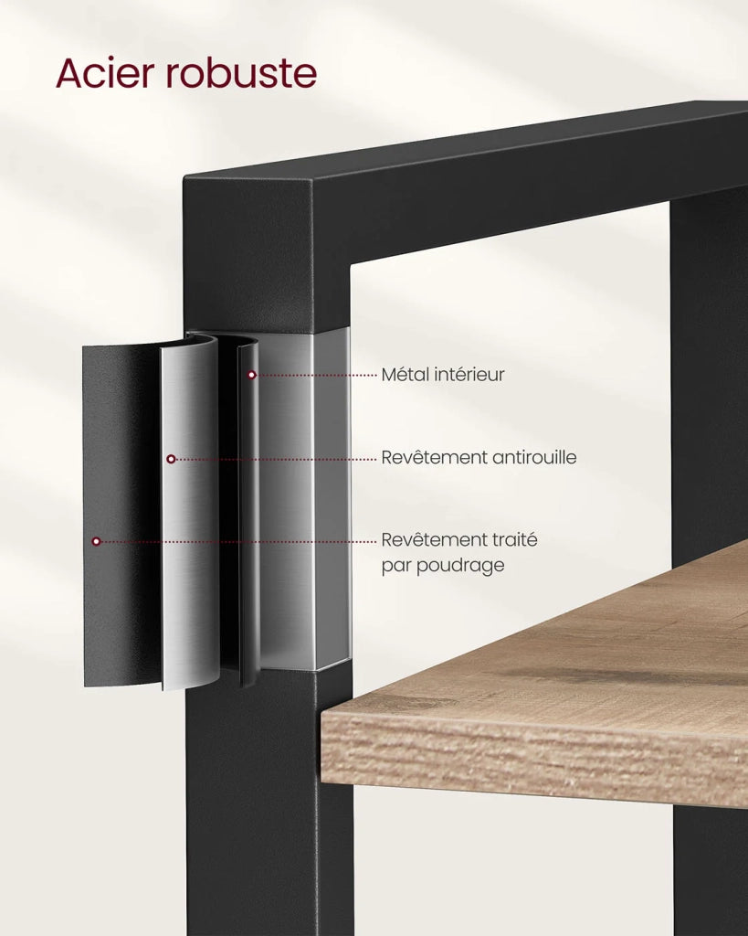 Libreria a 6 ripiani con struttura in acciaio per soggiorno ufficio ingresso stile industriale 80 x 30 x 186 cm marrone 12_0005453