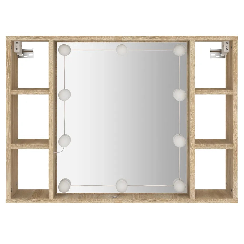 vidaXL Mobile a Specchio con LED Rovere Sonoma 76x15x55 cm
