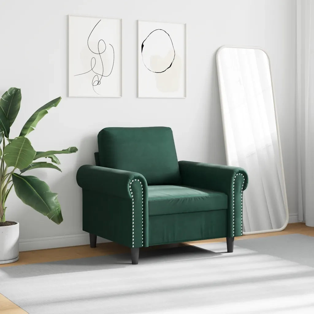 Divano Sedia-Poltrona Verde Scuro 60 cm Velluto 903711