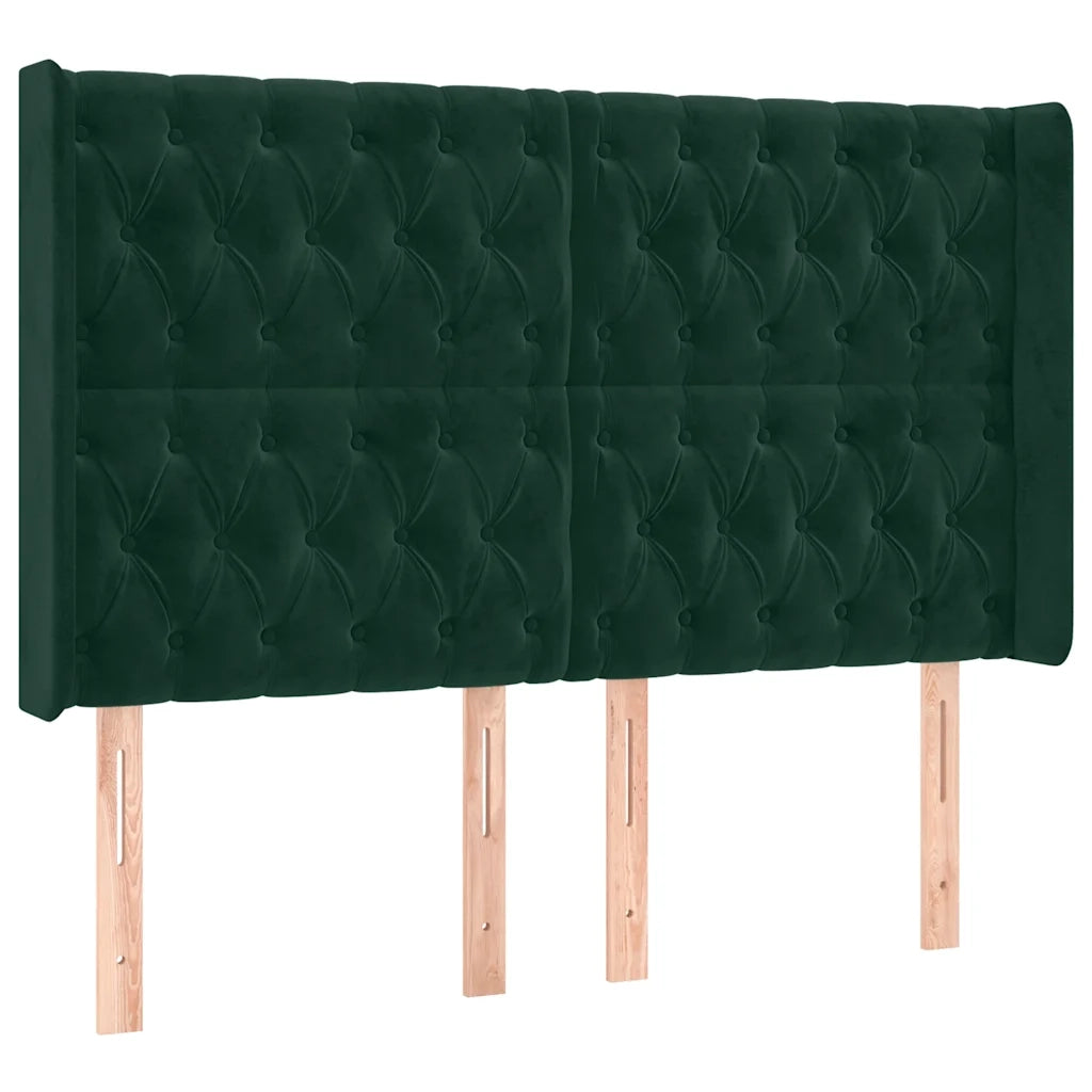 Letto a Molle con Materasso e LED Verde Scuro 160x200cm Velluto 3139754