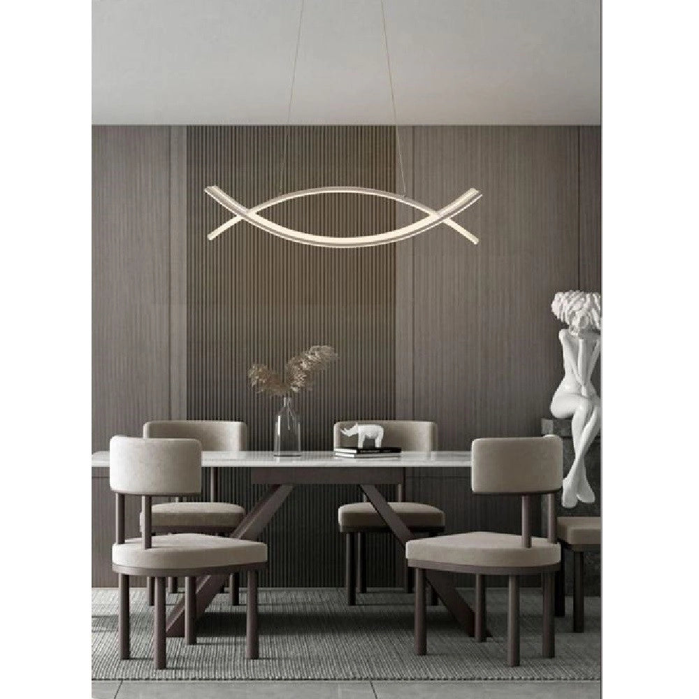 Trade Shop - Lampadario A Sospensione Moderno 2 Linee Curve Incrociate Luce 4000k 6500k Lp-27 -