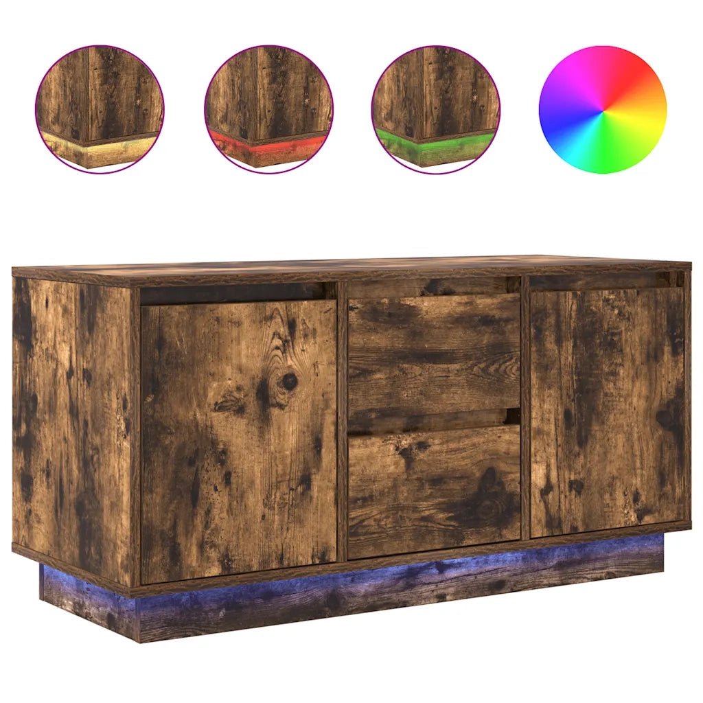 vidaXL Mobile Porta TV con Luci LED Rovere Fumo 100x41x50 cm